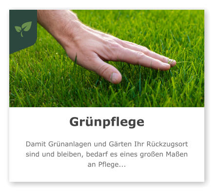 Grünpflege  Damit Grünanlagen und Gärten Ihr Rückzugsort sind und bleiben, bedarf es eines großen Maßen an Pflege...